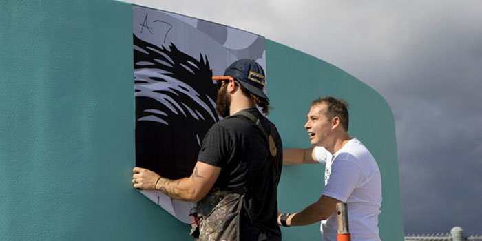 Shepard Fairey during the Perry J Cohen Wetlands Laboratory presentation