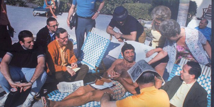 Joe Namath in Miami where he guaranteed a NFL Super Bowl win over the Baltimore Colts 