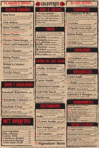 Calaveras Cantina Dinner Menu